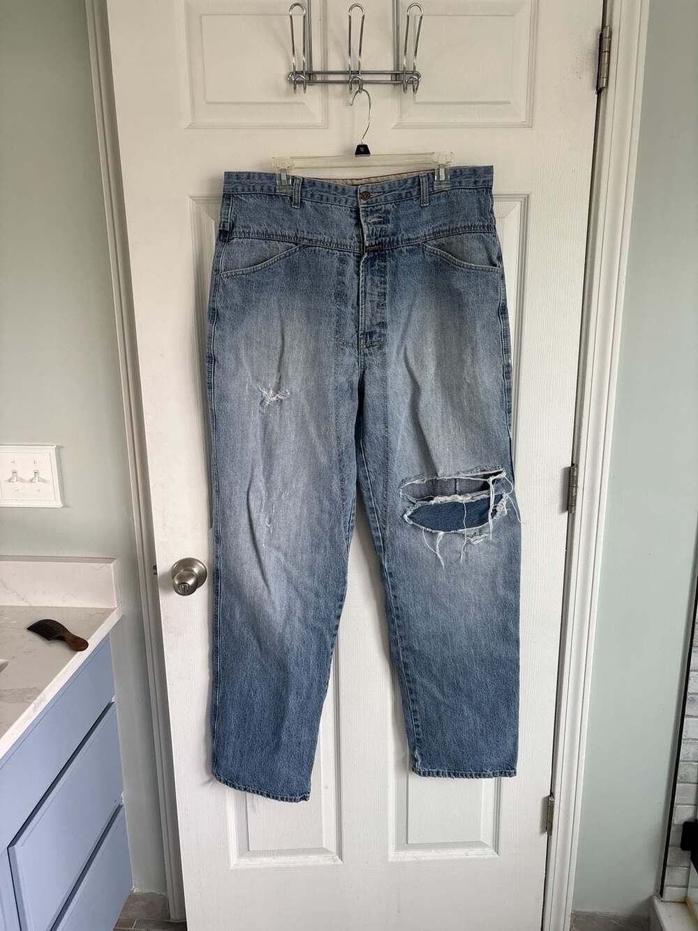 Vintage Marithe Francois Girbaud Baggy Distressed Carpenter Jeans Size 36L